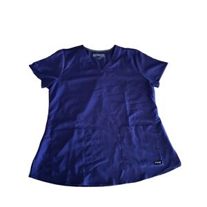 GREYS ANATOMY Professional Wear Purple V Neck Scrub‎ Top Women Size L
